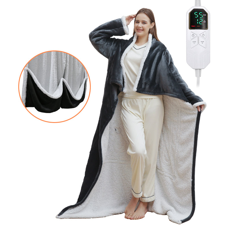 Shawlyn Portable Heating Blanket with Sleeves and Foot Pocket
