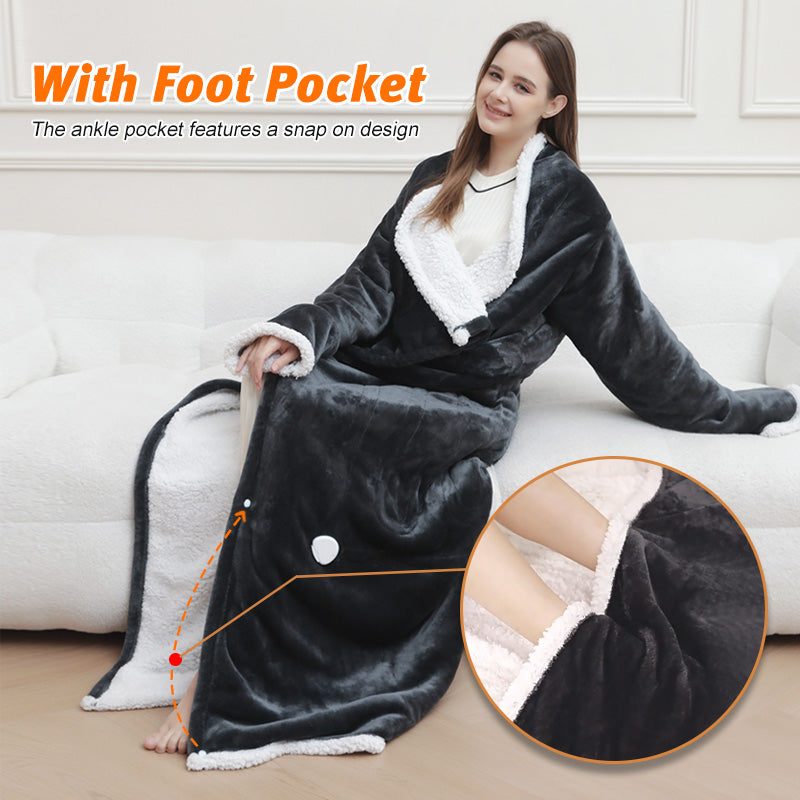 Shawlyn Portable Heating Blanket with Sleeves and Foot Pocket